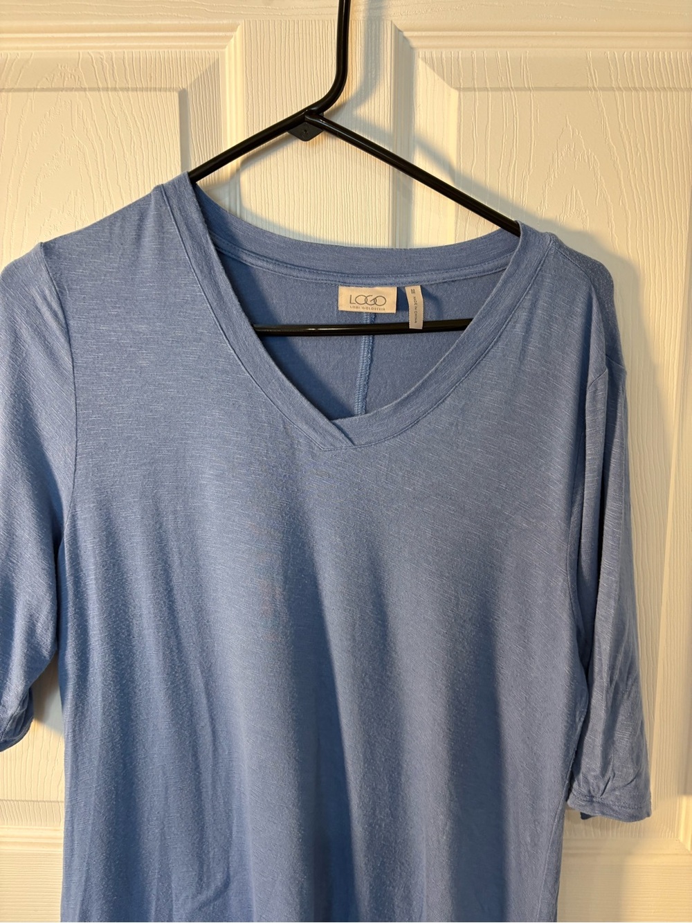 LOGO by Lori Goldstein Dusty Blue V-Neck Tunic - Picture 4 of 6